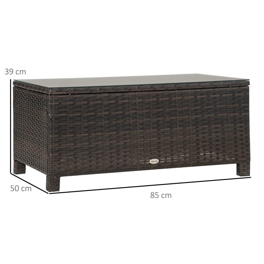 Tavolino da giardino in rattan con piano in vetro temperato ¨C Xylo ¨C 85x50x39 cm marrone