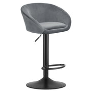 Sgabello bar East in velluto grigio con base nera