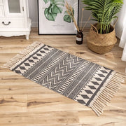 Tessuto di cotone 60x90cm Tappeto boho per soggiorno cucina ingresso Coperto con spazzola - Nero
