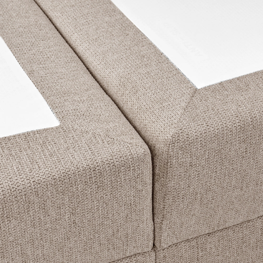 Letto matrimoniale con contenitore sollevabile in tessuto tortora 120 x 200 cm con testiera stile moderno