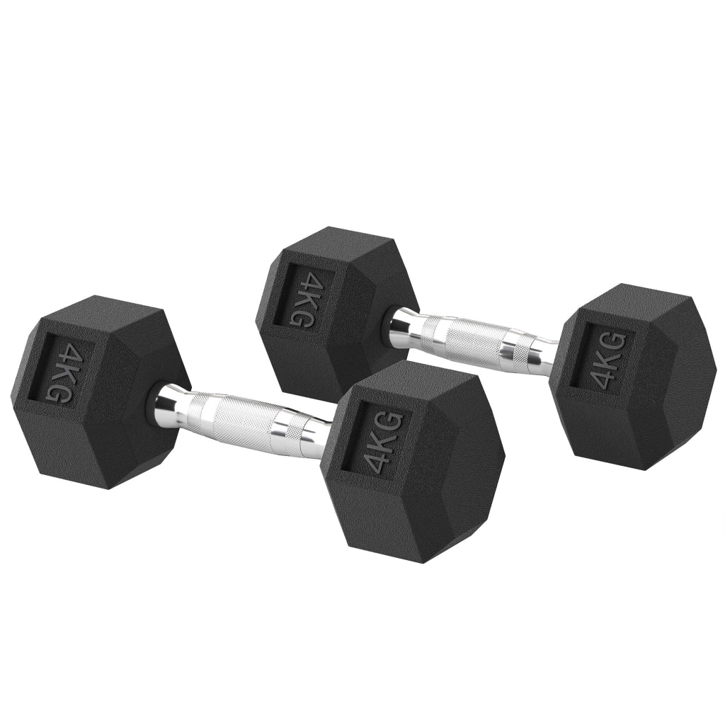 Set manubri 2x4 kg con bilanciere ¨C Minimal ¨C Nero e argento