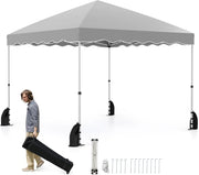 Gazebo Pop-up da Esterno 3 x 3 m, Gazebo Pieghevole con Borsa con Ruote, 8 Picchetti, 4 Ancore, 4 Corde Antivento, 4 Sacchi di Sabbia, Tendone Impermeabile per Eventi Commerciali (Grigio)