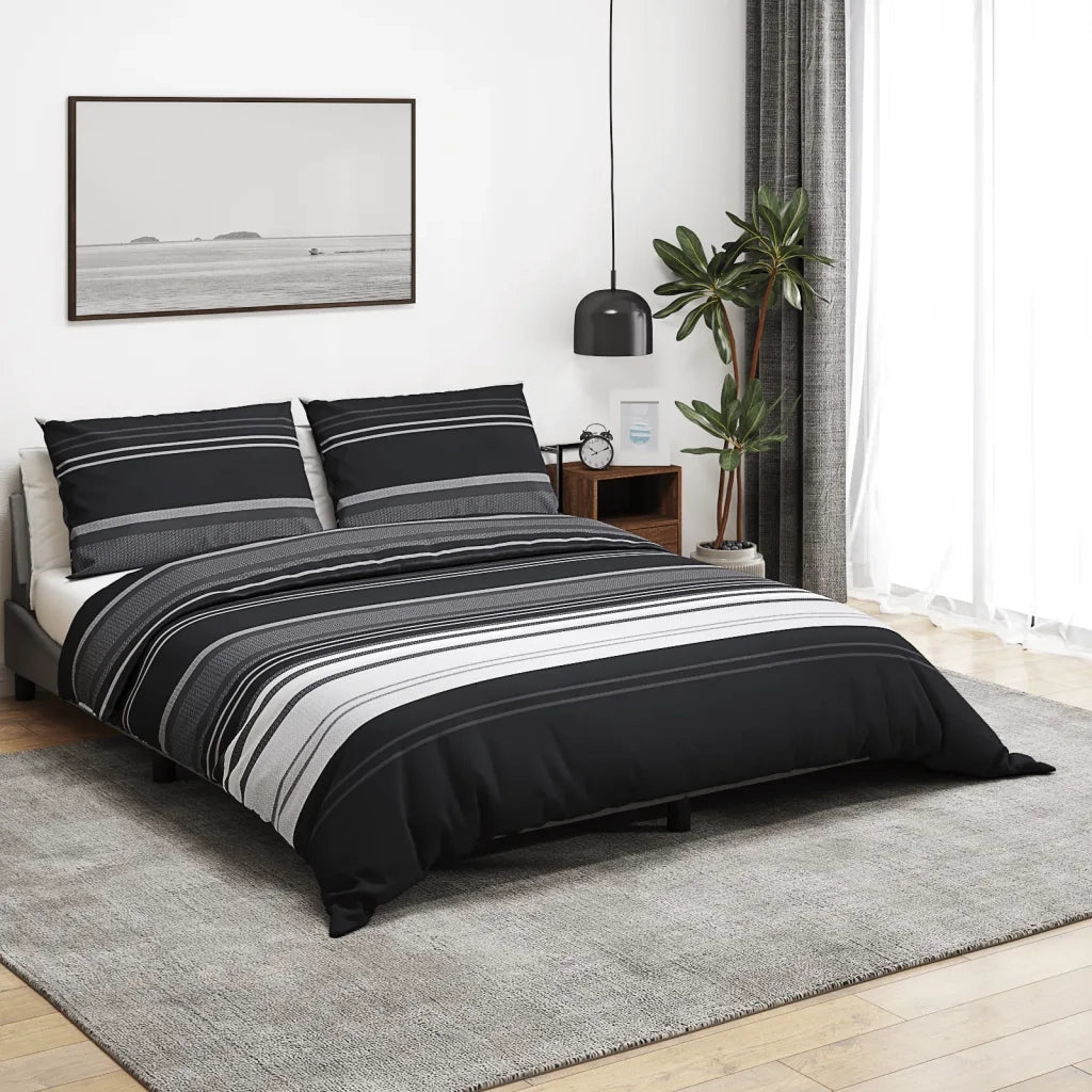 Set Copripiumino Nero e Bianco 155x220 cm in Cotone 136500