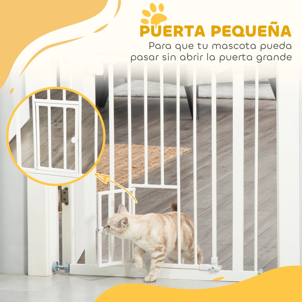 Barriera Sicurezza Estensibile con Porta e Chiusura Automatica ¨C Minimal ¨C Bianco 74-80x76,2 cm