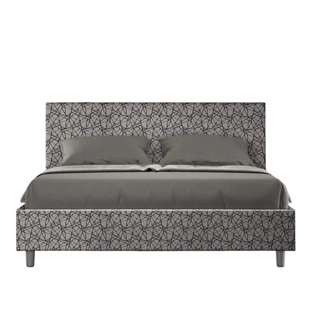 Letto matrimoniale contenitore imbottito 160x200 tessuto Era 9 blu Adele