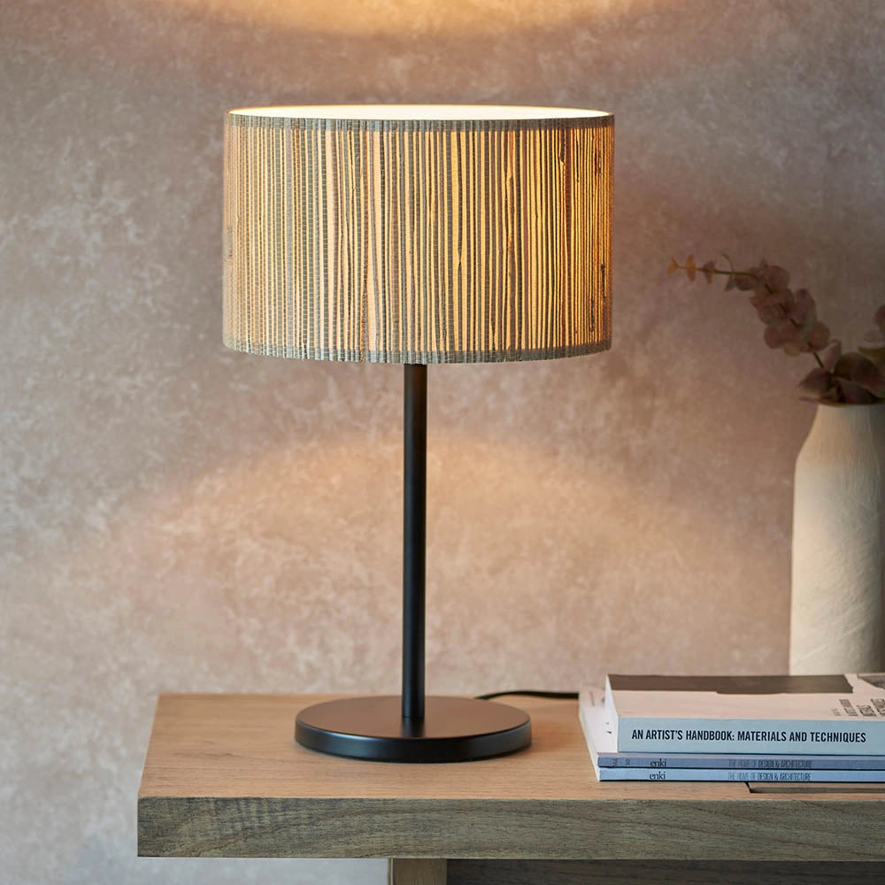 Lampada da tavolo Japandi beige in erba marina E27 Endon
