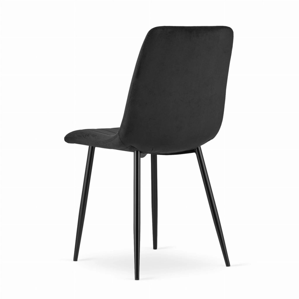Sedia LAVA in velluto nero con gambe in metallo