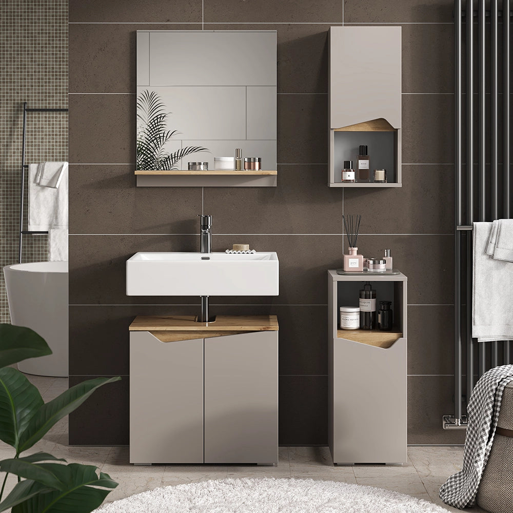 Vicco Combinazione di mobili da bagno Grigio 4 parti