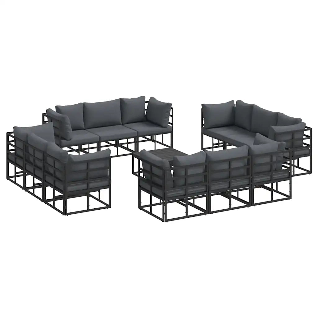 Set Divano da Giardino 13 pcs Nero Metallo 3378845