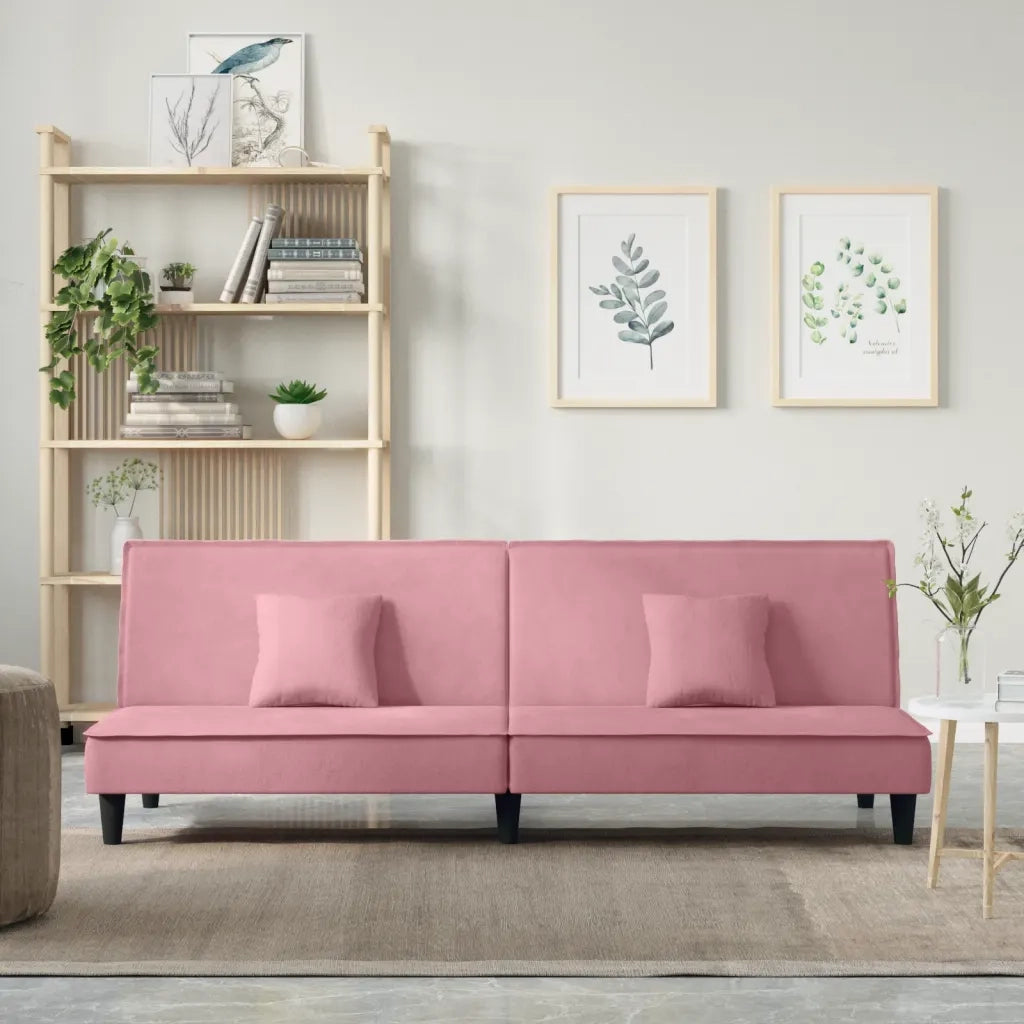 Divano letto-Sofa Letto-Daybed Rosa in Velluto