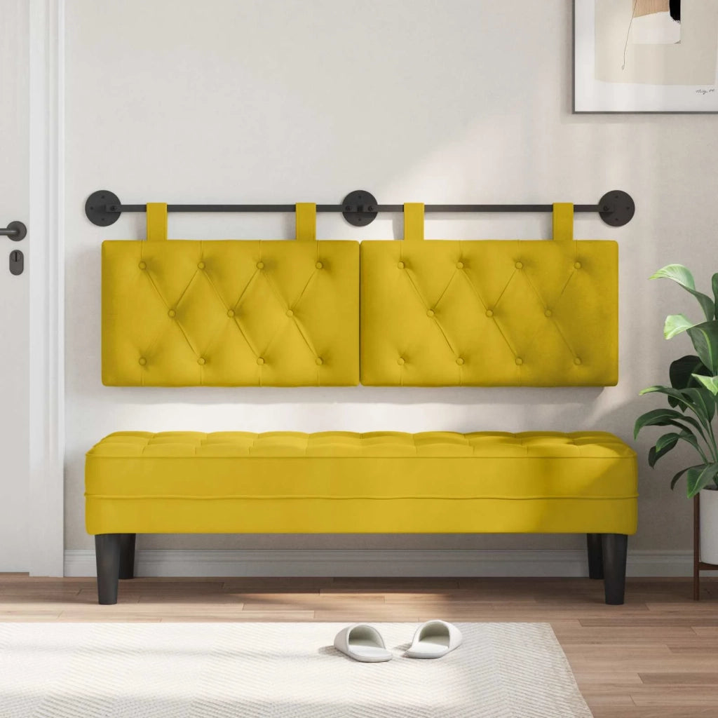 Testiera | Testata sospesa Con luce LED Giallo Velluto