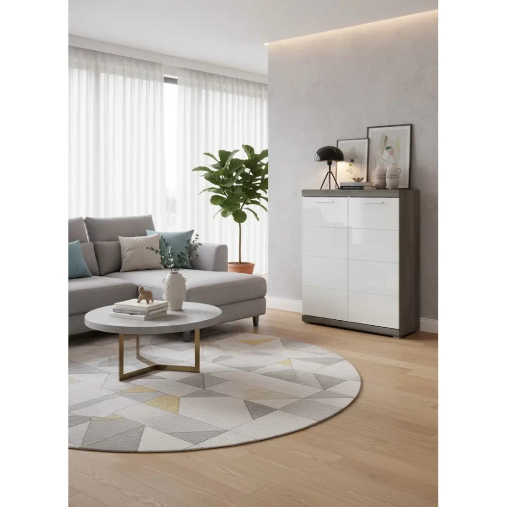 Buffet SCOTT – Bianco lucido – 2 porte, 7 nicchie – Da posizionare