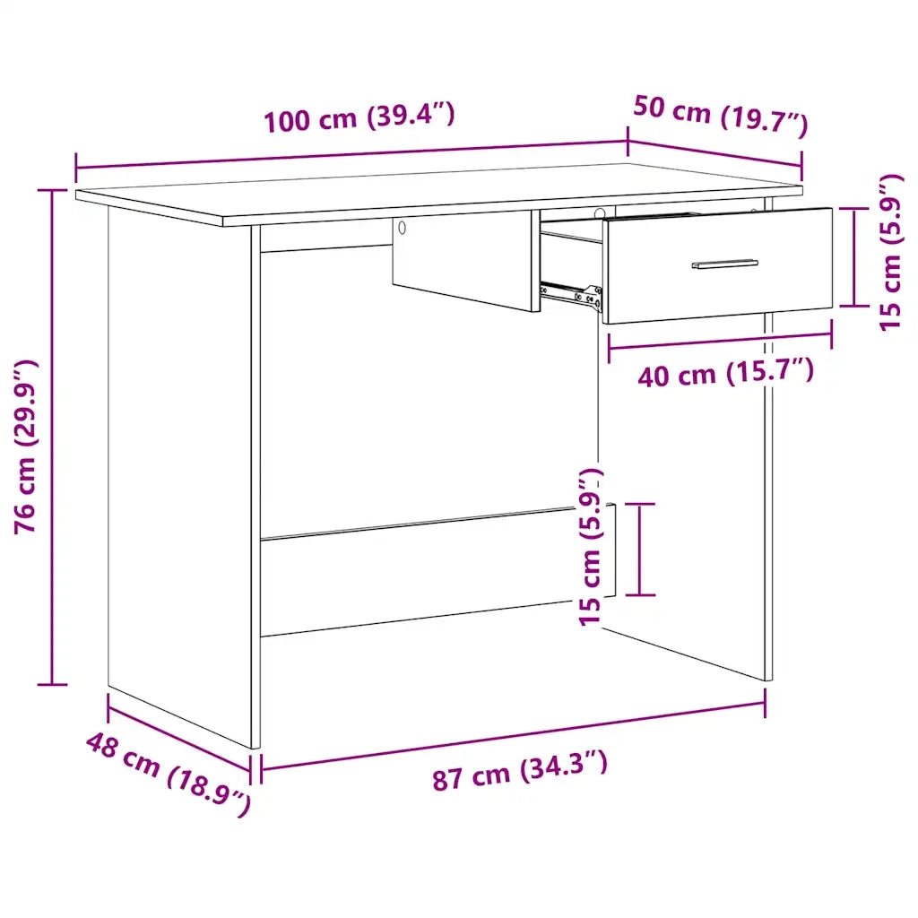 Scrivania Bianca 100x50x76 cm in Legno Multistrato 800549