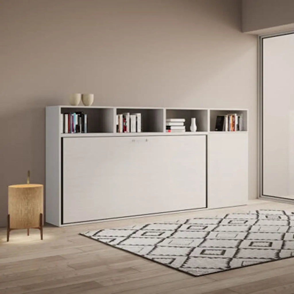 Letto singolo a scomparsa Kando comp.A bianco frassino