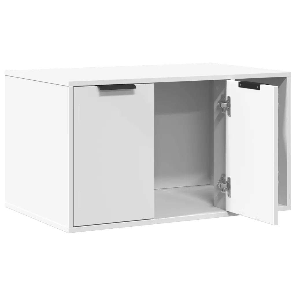 Recinto per Lettiera per Gatti Bianco 80x50x45 cm in Truciolato