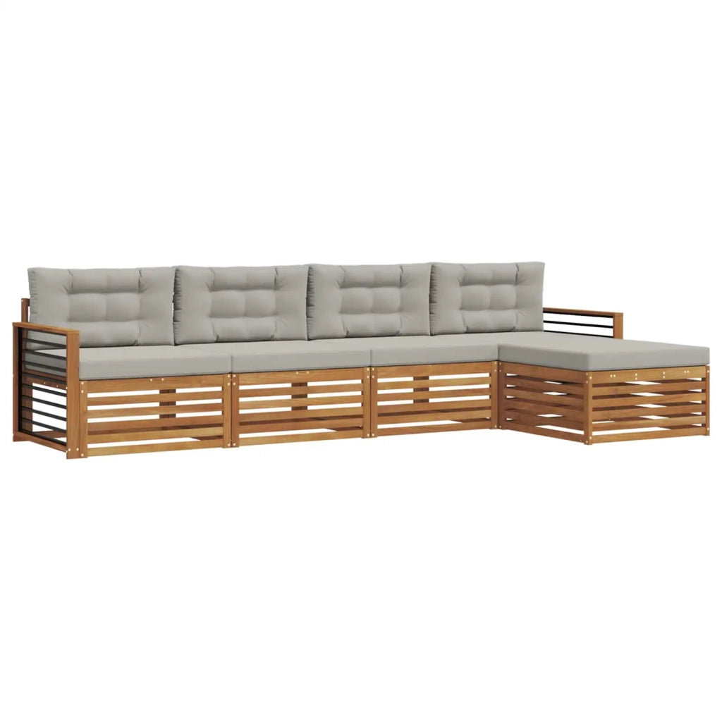 Set di divani da esterno 5 pcs Grigio Naturale e Chiaro 3373311