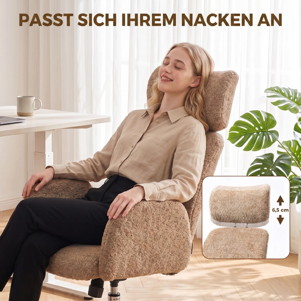 Sedia da ufficio ergonomica ¨C zephmum ¨C con schienale regolabile, braccioli e basculante, marrone