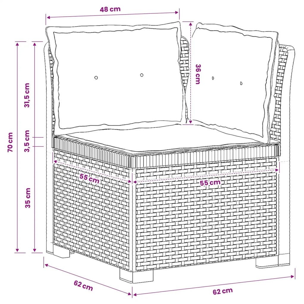 Divano da Giardino a 1 Posto con Cuscini Aspetto Rattan PP 8011836