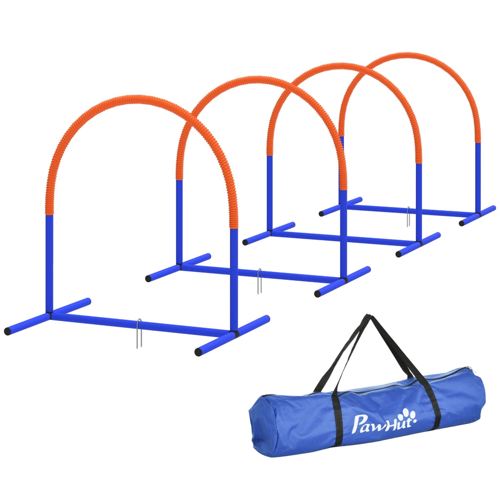 Set per addestramento cani con 4 archi e borsa portatile ¨C Minimal ¨C blu+arancione 88x64x95cm