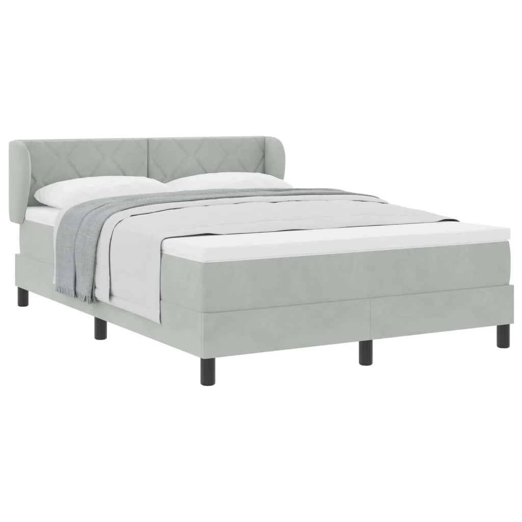 Letto a molle con testiera Grigio chiaro 140 x 190 cm Velluto 3340436