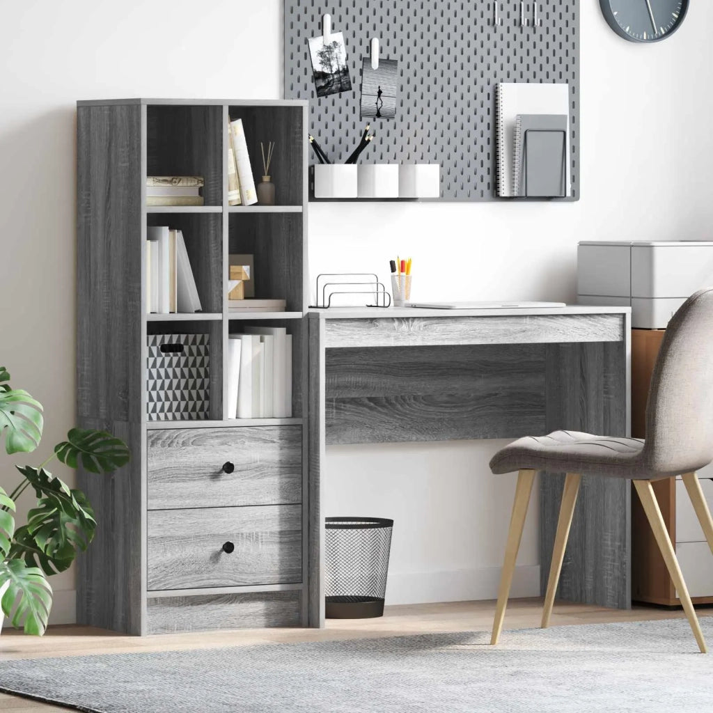 Scrivania con cassetto con lo scaffale 2 pcs Grigio Sonoma 3337326