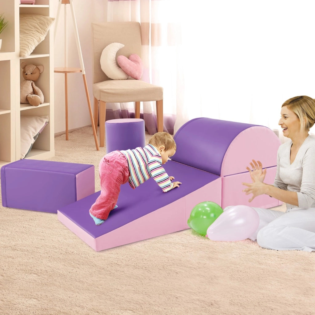 Set di gioco da arrampicata per bambini da 5 pezzi, Strutture di gioco in schiuma impermeabili Viola