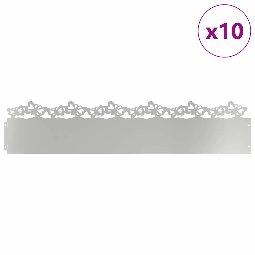 Bordure per prato 10 pcs Argento 103 x 0,05 x 22 cm 874822