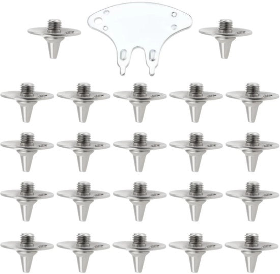 Puntine da Cricket 22 pezzi - Puntine metalliche - Viti a 5,7 mm - Chiave inclusa - Leggero - Argento