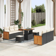 Set Divano da Giardino con cuscino 9 pcs Nero e Crema 3363130