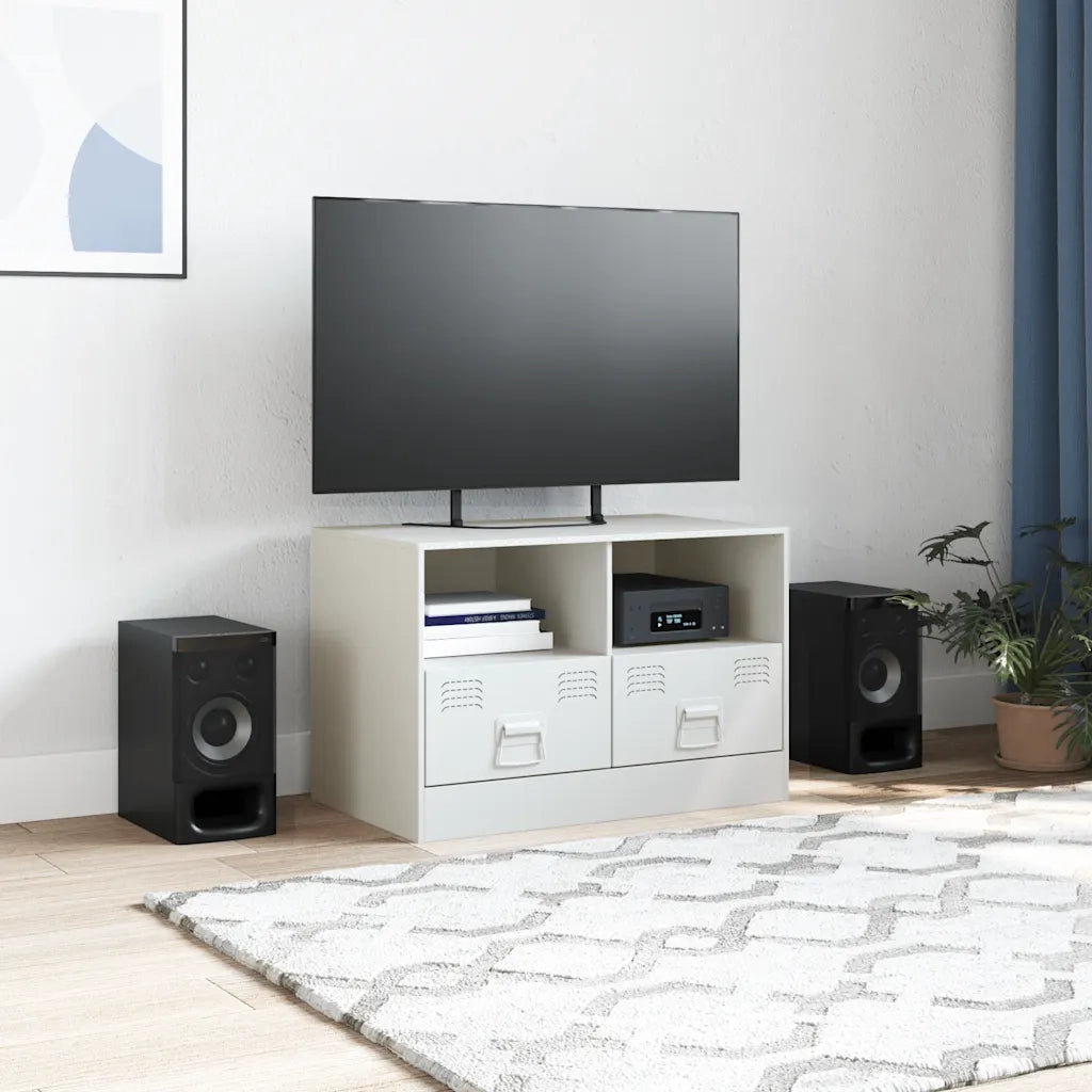 Mobile Porta TV-Mobile per TV-Credenza TV Bianco 67x39x44 cm in Acciaio 265106
