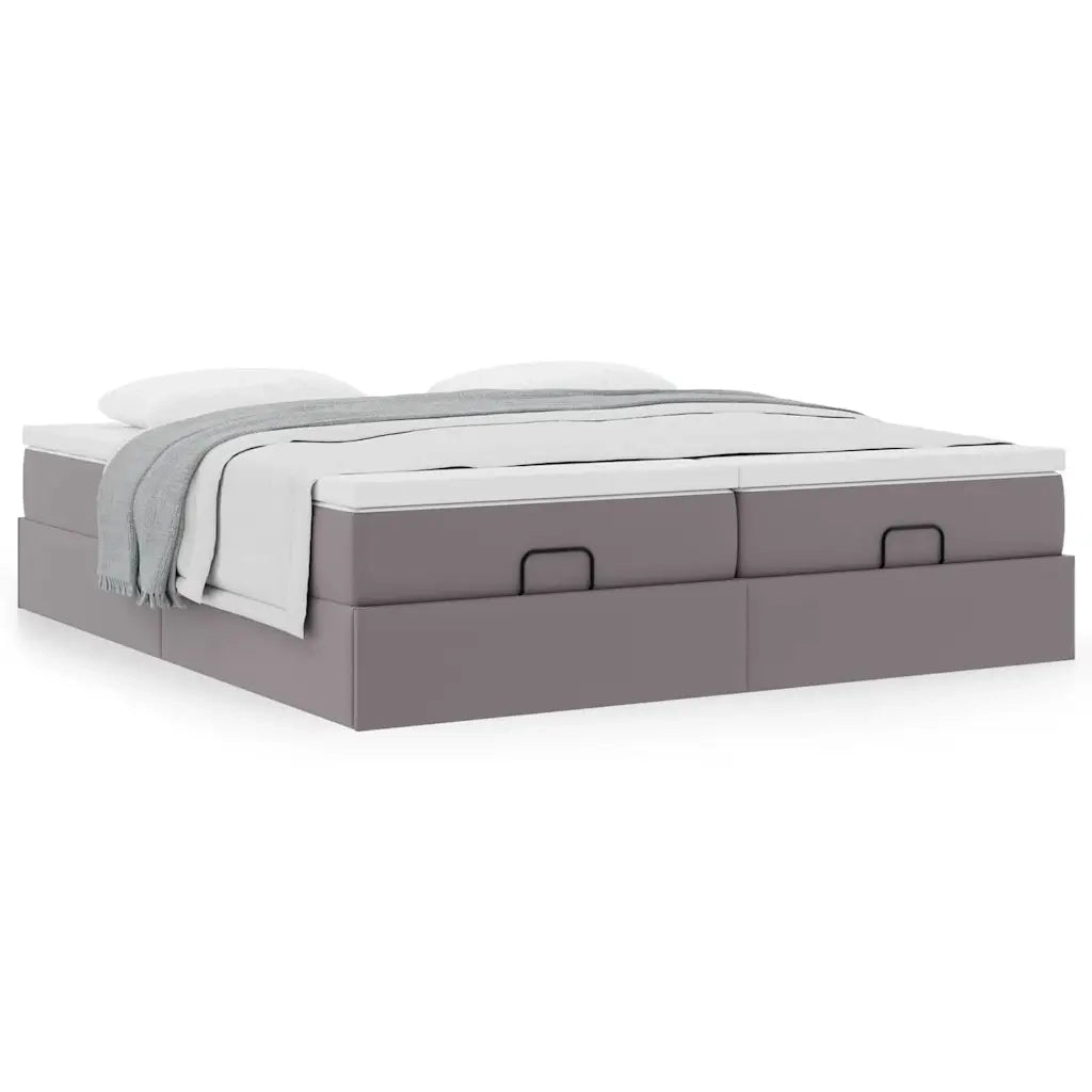 Struttura Letto Pouf con Materassi Grigio 160x200 cm Similpelle 3311222