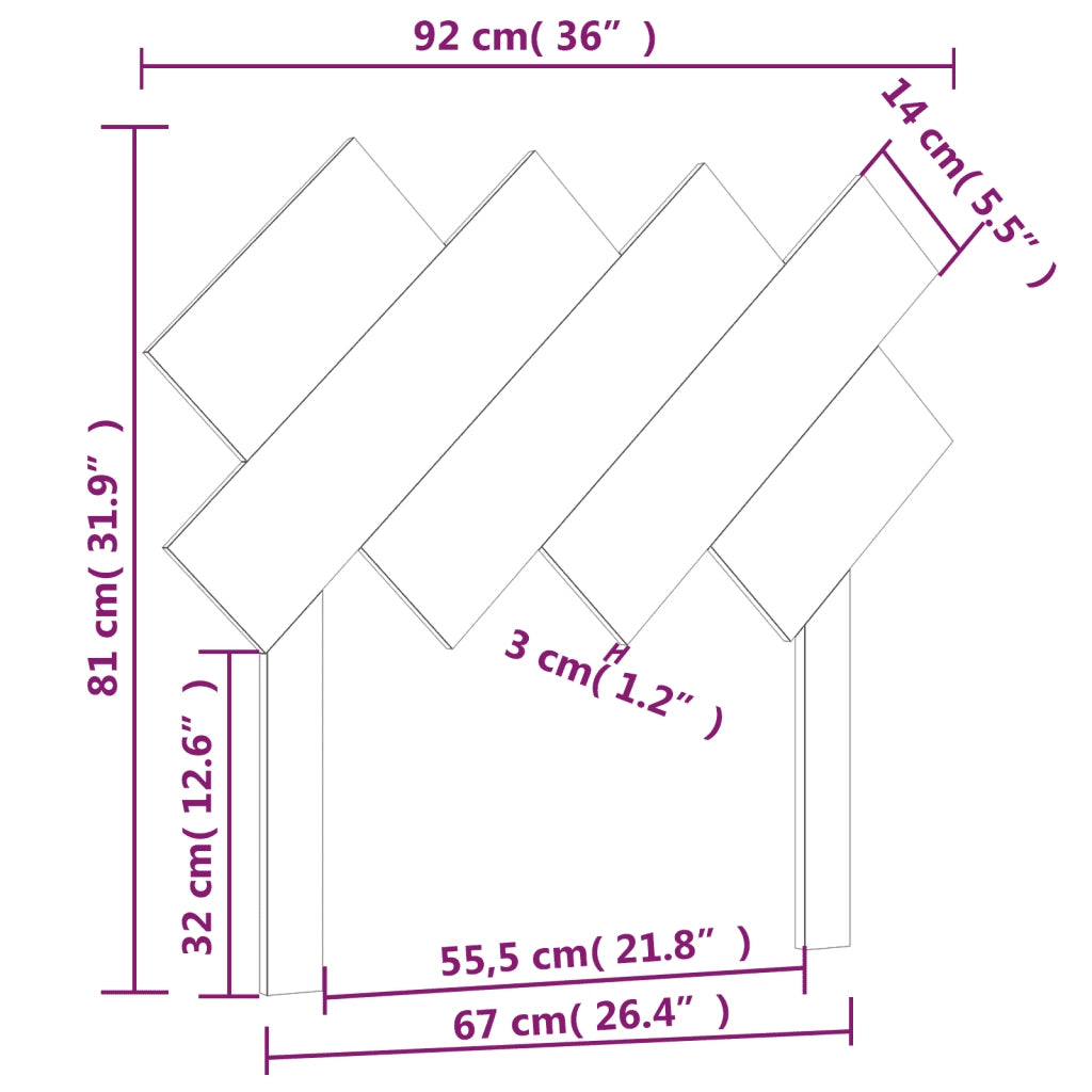 Testiera | Testata per Letto 92x3x81 cm in Legno Massello di Pino