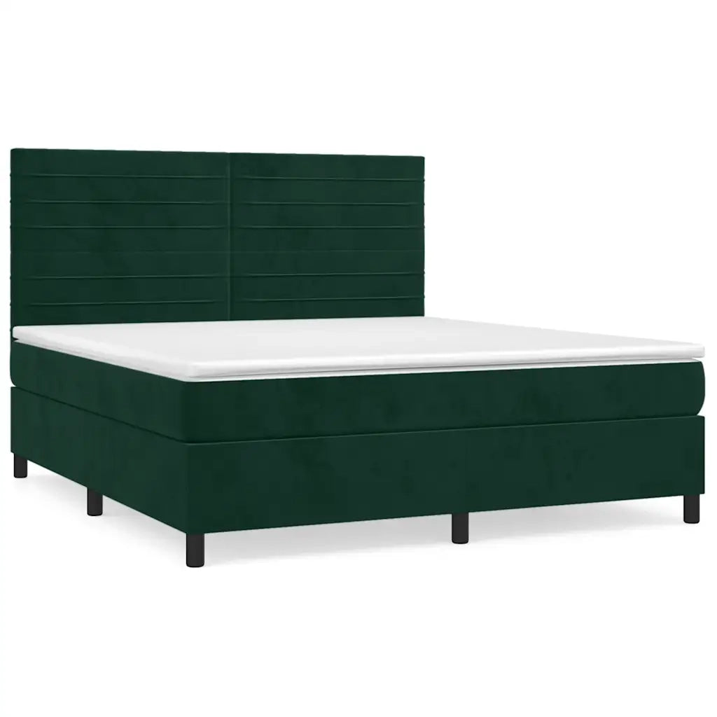 Giroletto a Molle con Materasso Verde Scuro 160x200 cm Velluto 3143094