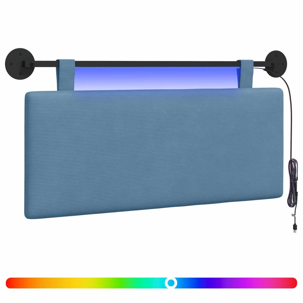 Testiera sospesa Con luce LED Blu Tessuto in Cords 3424293