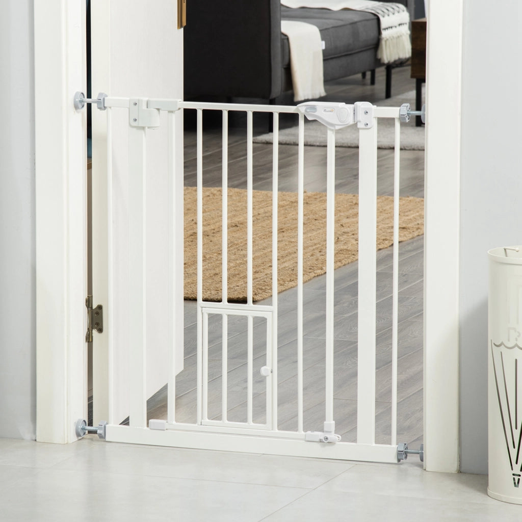 Barriera Sicurezza Estensibile con Porta e Chiusura Automatica ¨C Minimal ¨C Bianco 74-80x76,2 cm