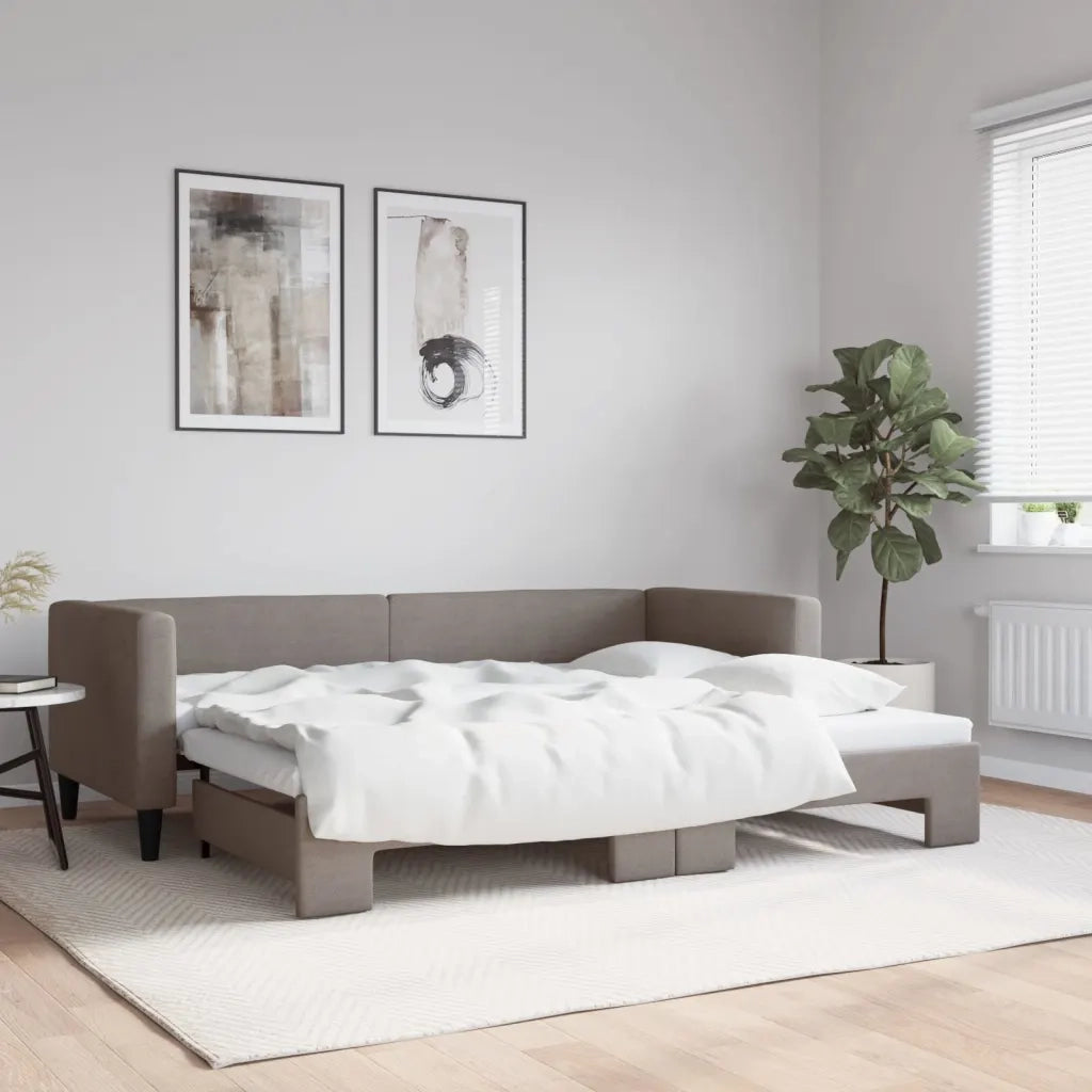 Divano letto | Sof¨¤ letto | Letto singolo Estraibile Tortora 80x200 cm Tessuto