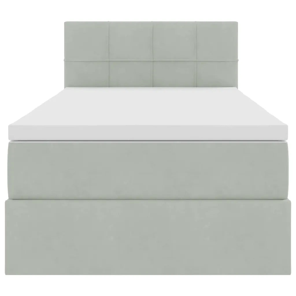 Letto con Contenitore Grigio chiaro 100 x 200 cm Velluto