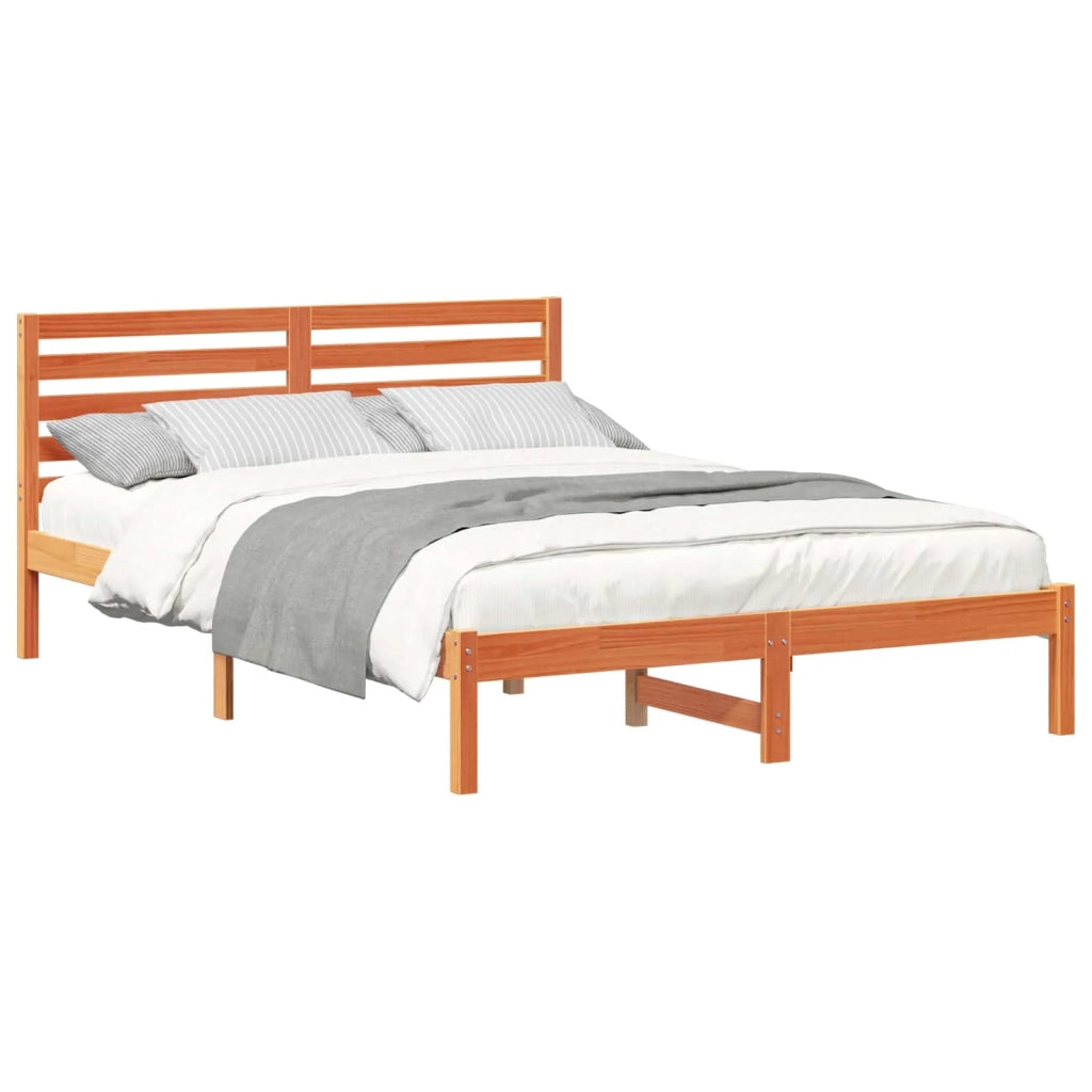 Letto matrimoniale | Letto per adulti | Struttura del letto Marrone cerato 140 x 220 cm Pino massello