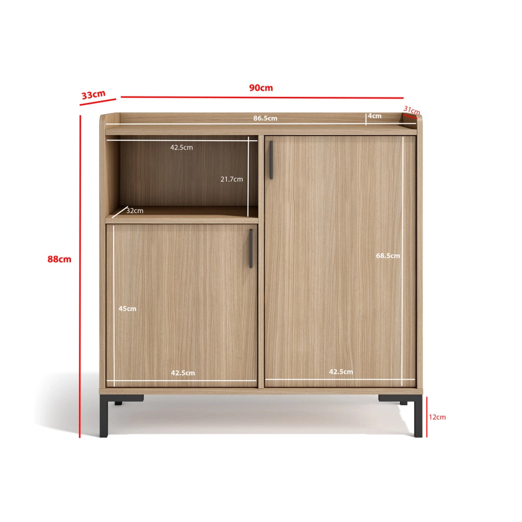 Credenza da ingresso Herdasa effetto noce chiaro 88x90x33