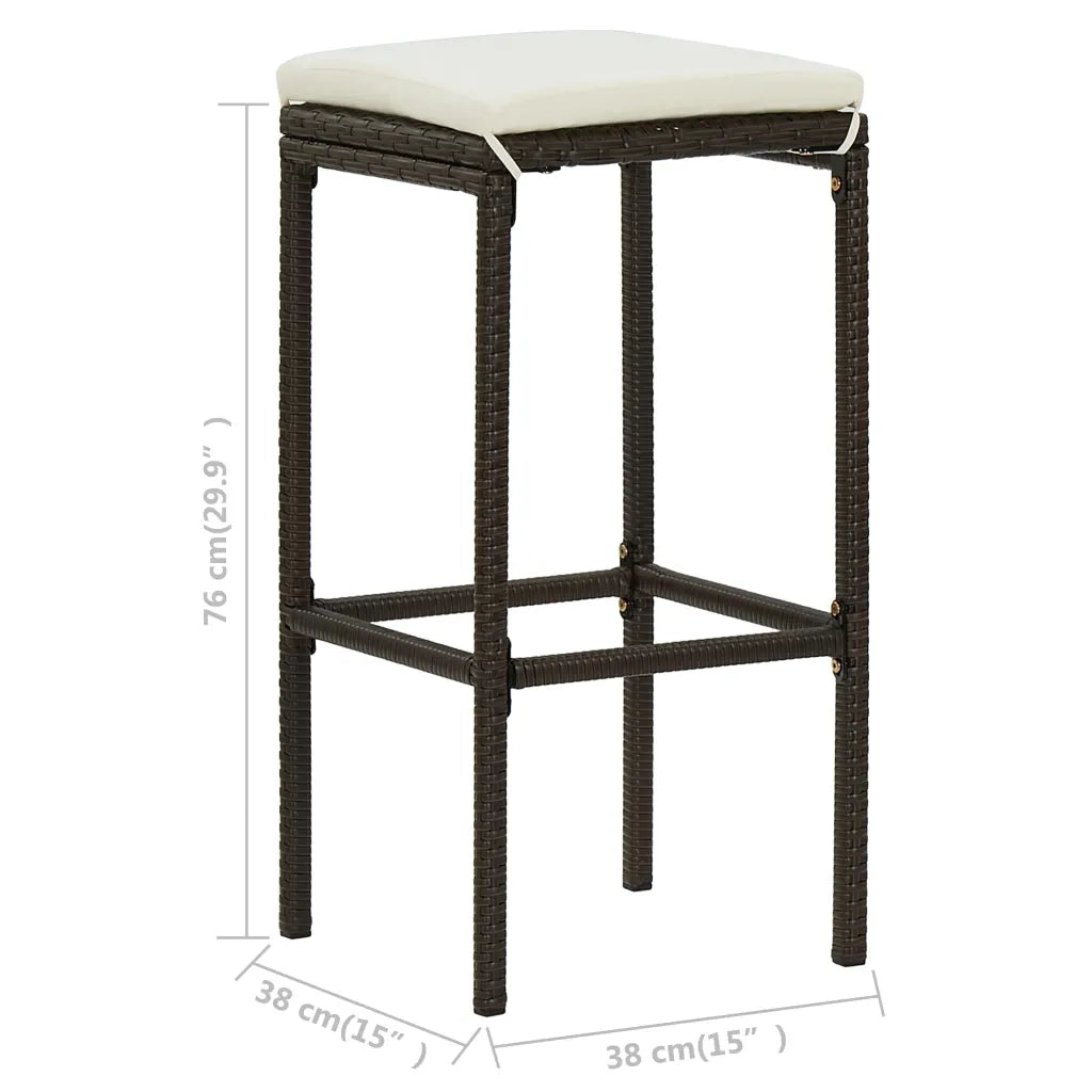 Set da Bar 3 pz in Polyrattan Marrone 313470