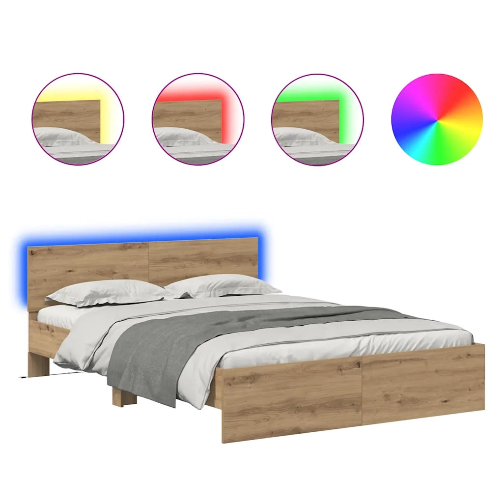 Letto matrimoniale | Letto per adulti | Struttura del letto Rovere artigianale 140 x 190 cm