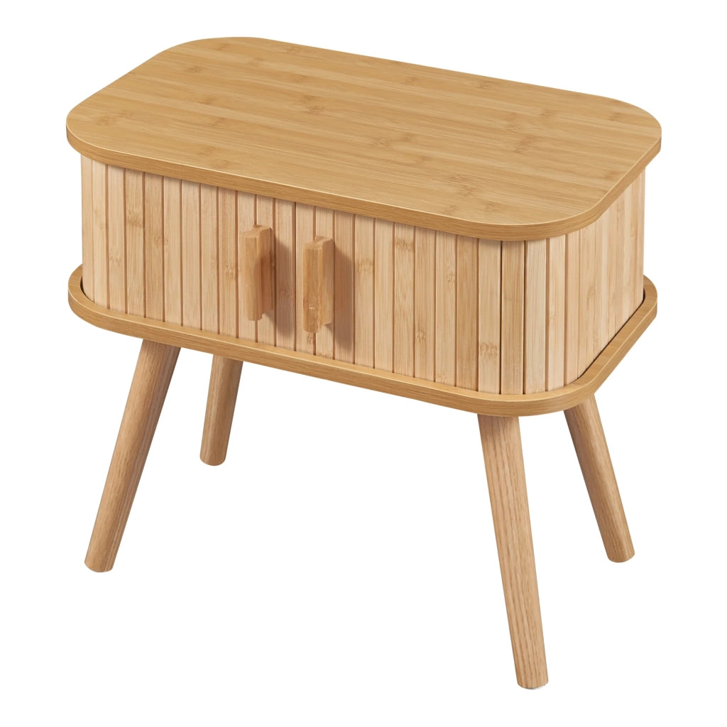 Tavolino con ante scorrevoli MDF legno di bambù 48 x 30 x 45 cm naturale 03_0010939