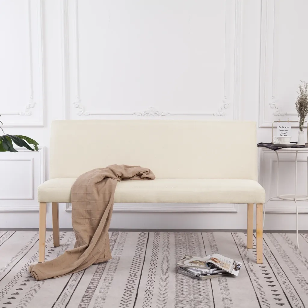 Panca-Sgabello 139,5 cm Crema in Poliestere