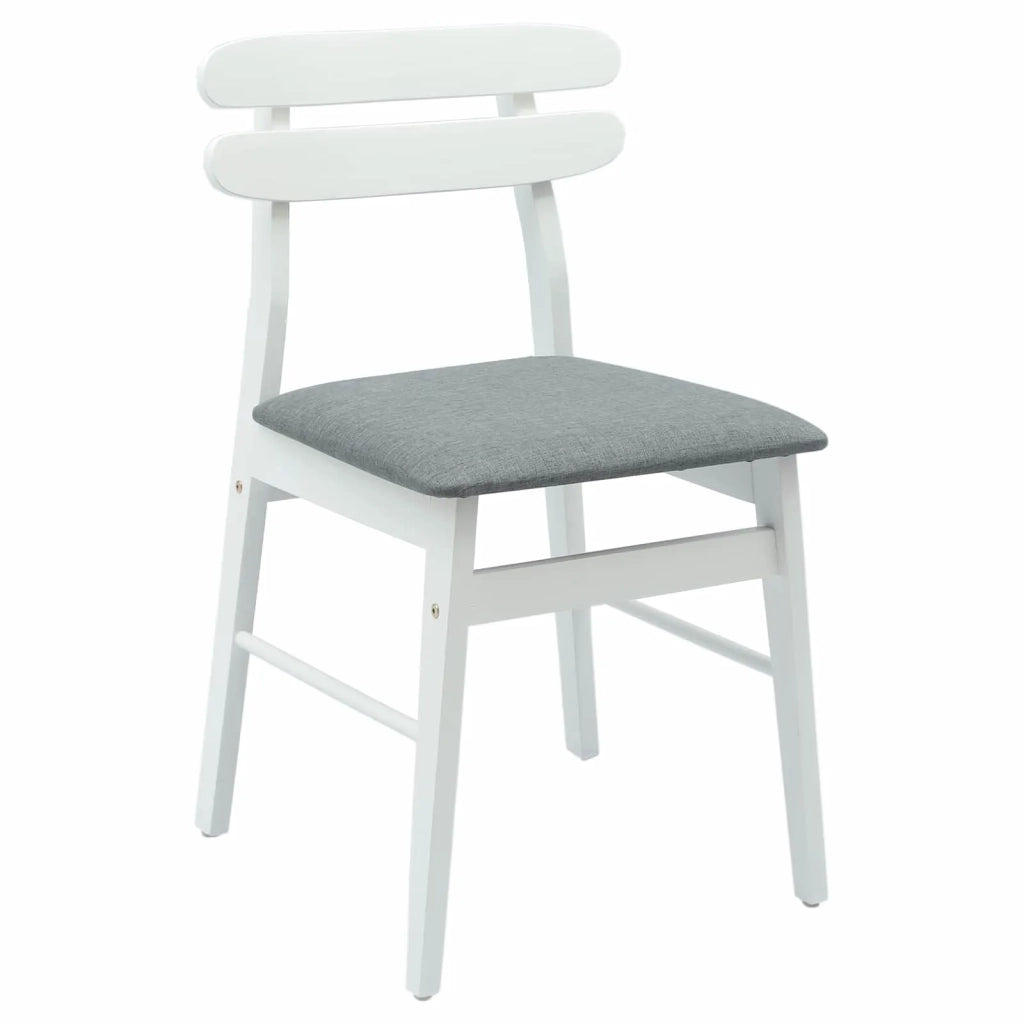 Sedia da pranzo 2 pcs Bianco e Grigio Legno di gomma solido 42020514