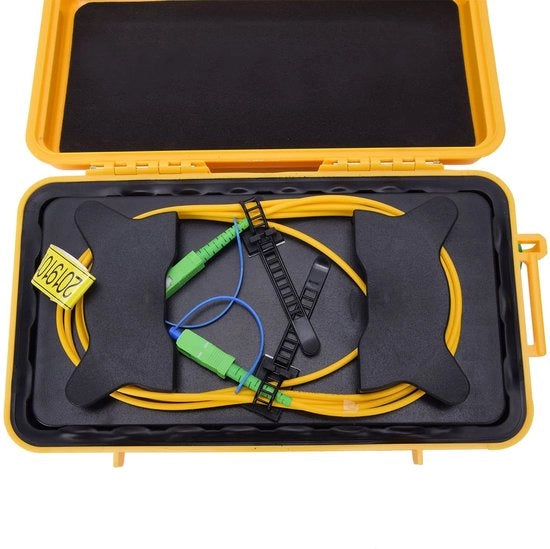 OTDR per Fibra Ottica 500m - Fibra di Vetro Kunststof - Modo Singolo 9/125 - Attenzione ≤ 0,5 dBm/km - Incluso Scatola di Stoccaggio - Tasca di Protezione - Fibra Ottica Kunststof