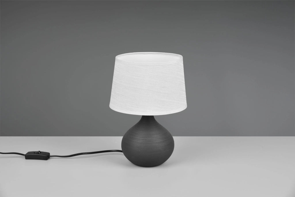 MARTIN LAMPADA DA TAVOLO BASE CERAMICA PERA MARRONE PARALUME SABBIA H. 29CM D. 20CM 1 LUCE ATTACCO E14