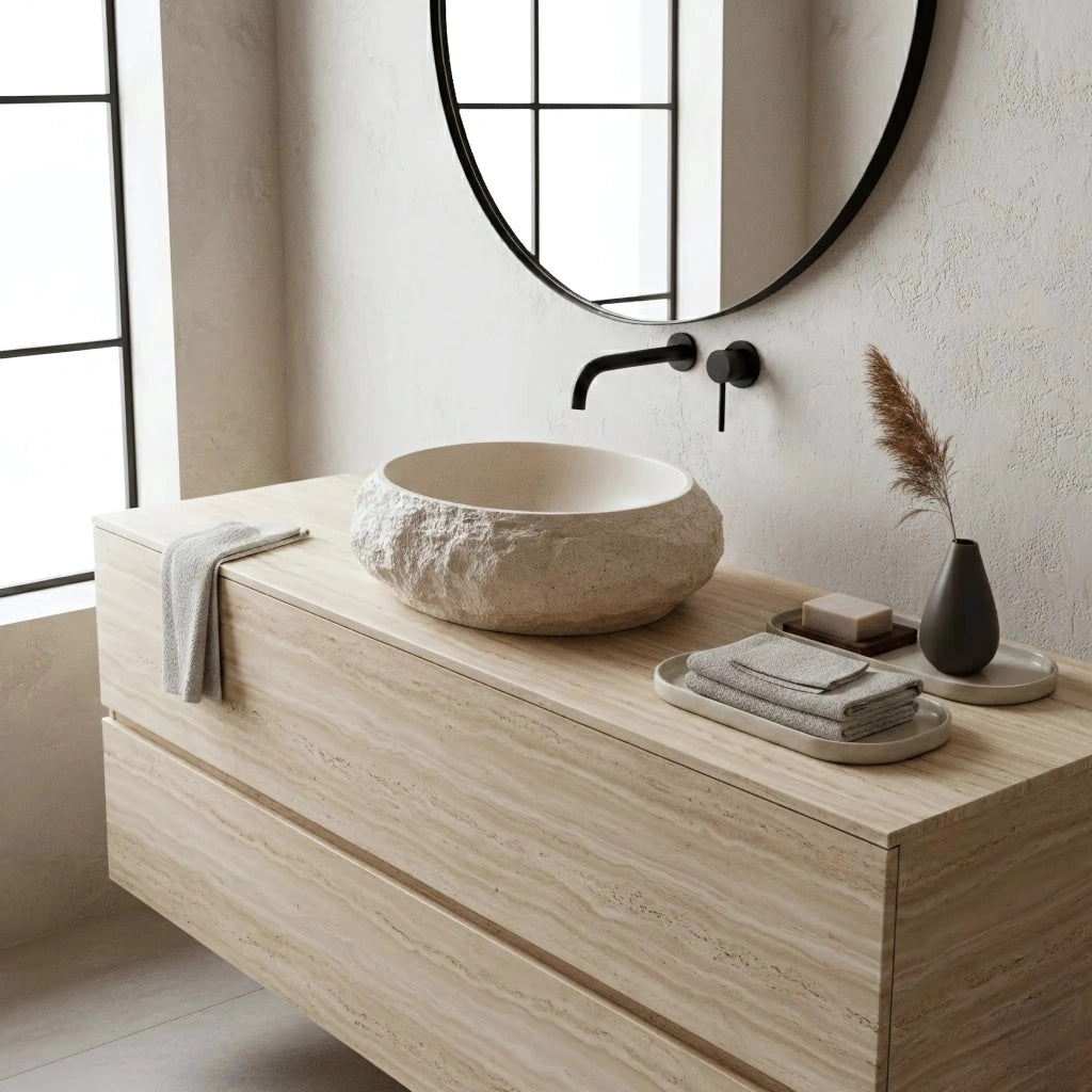 Lavabo Da Appoggio Rea Mika Warm Beige