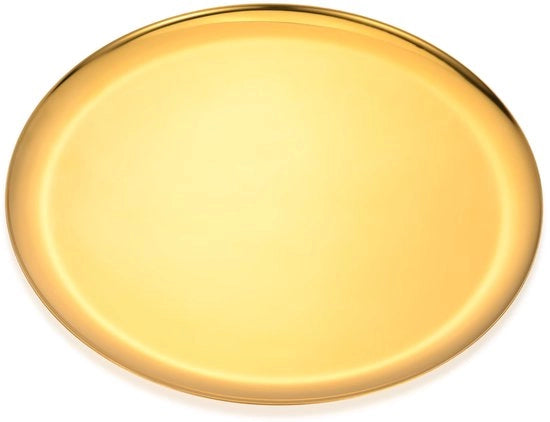 Scaletta rotonda in acciaio inossidabile, grande, per gioielli e cosmetici, piatto da servizio e presentazione, dorato, diametro 28 cm, lavastoviglie