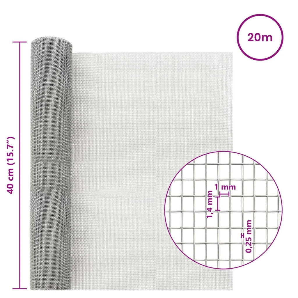 Rete per schermatura 40 x 2000 cm 18 Mesh Argento 42039613