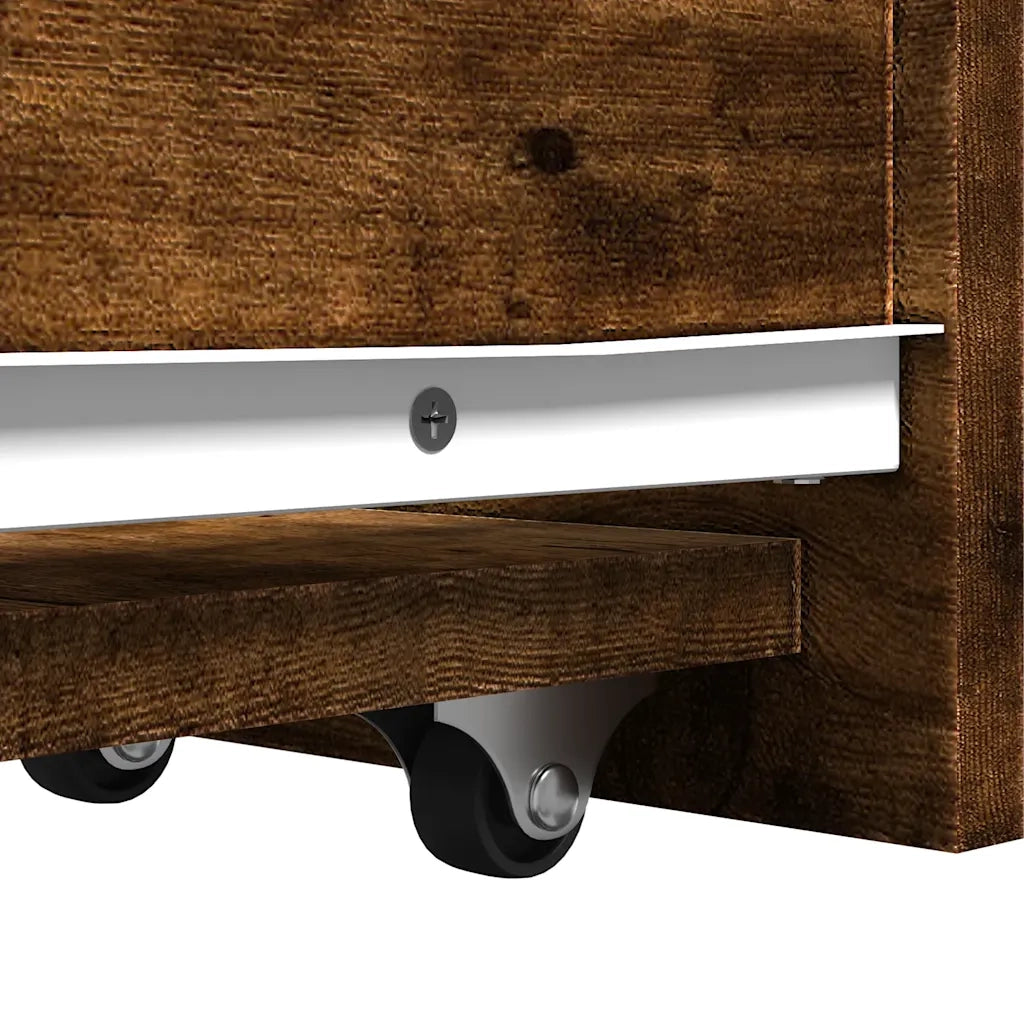 Armadietto da Bagno | Armadio da bagno Stretto con Ruote Rovere Fumo in Truciolato